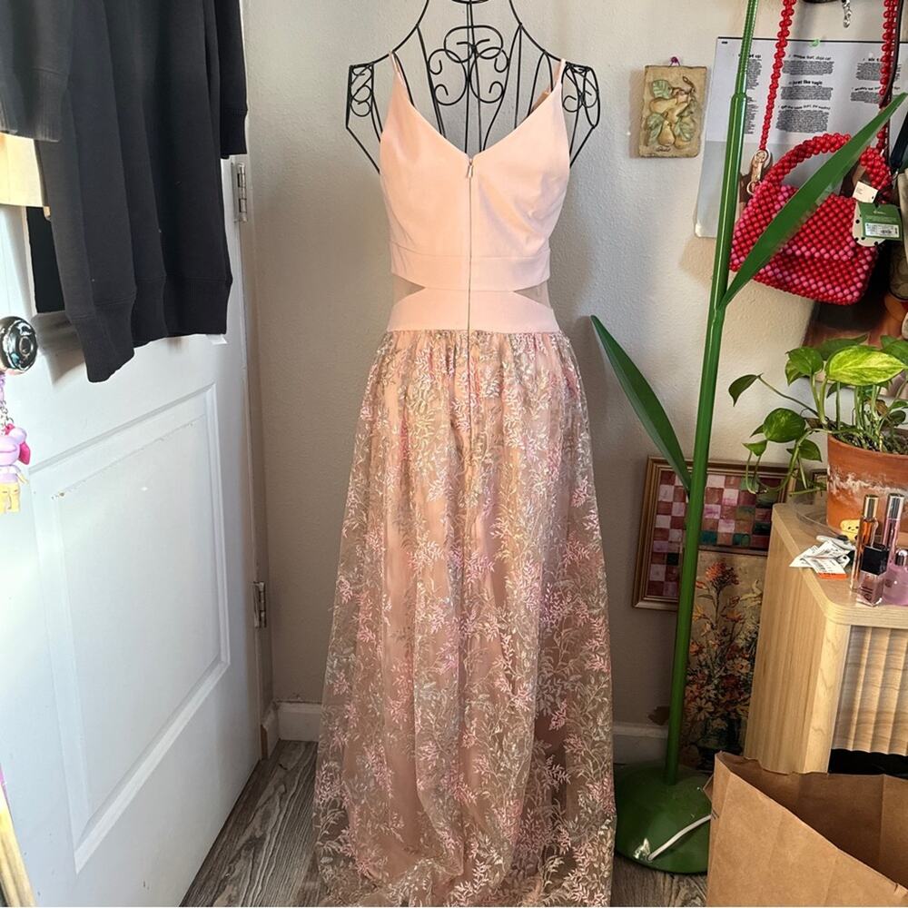 Xscape Jersey Ball Gown w Embroidered Mesh Skirt 2 - Picture 4 of 11